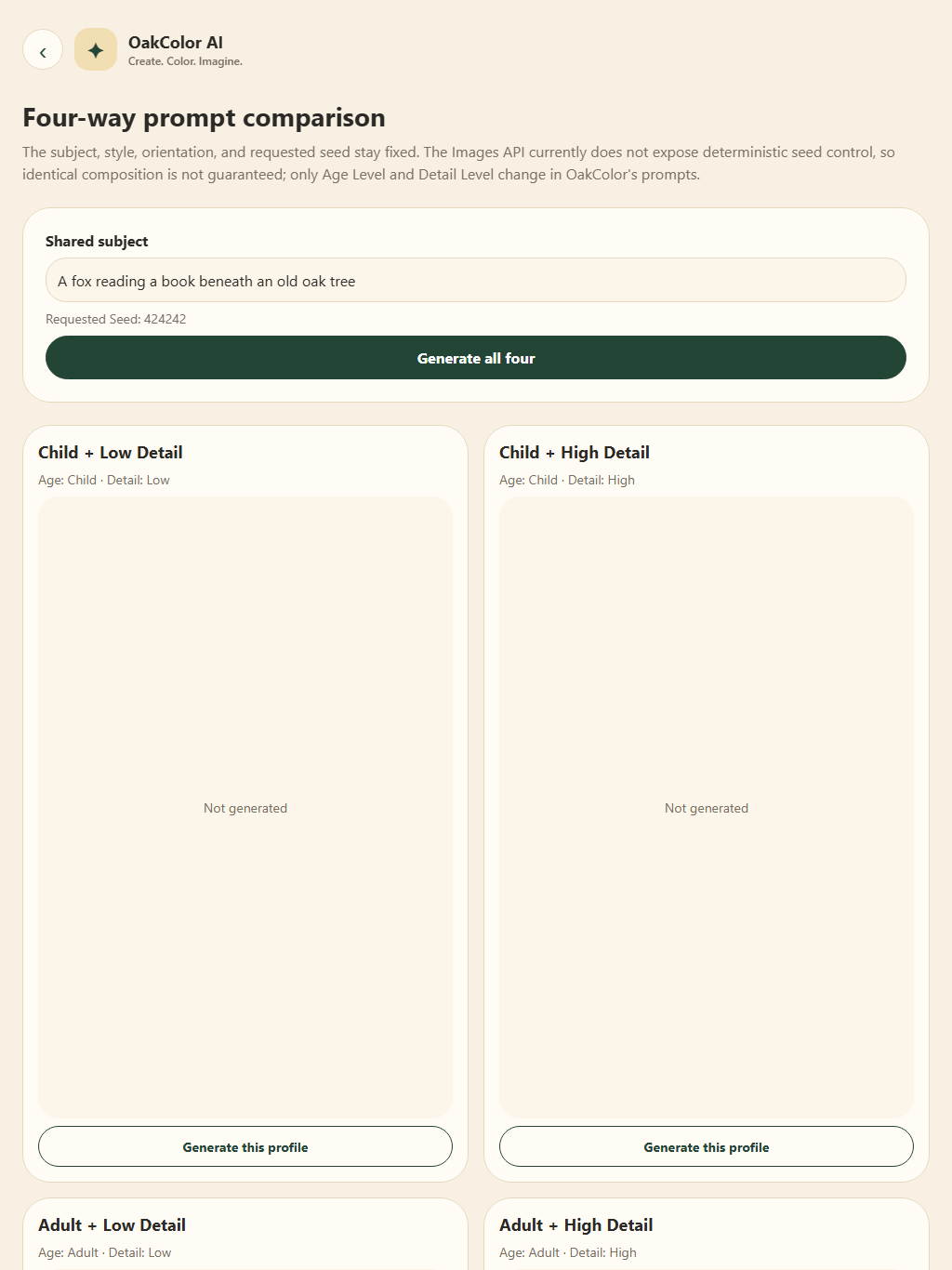 Generation Options app screenshot